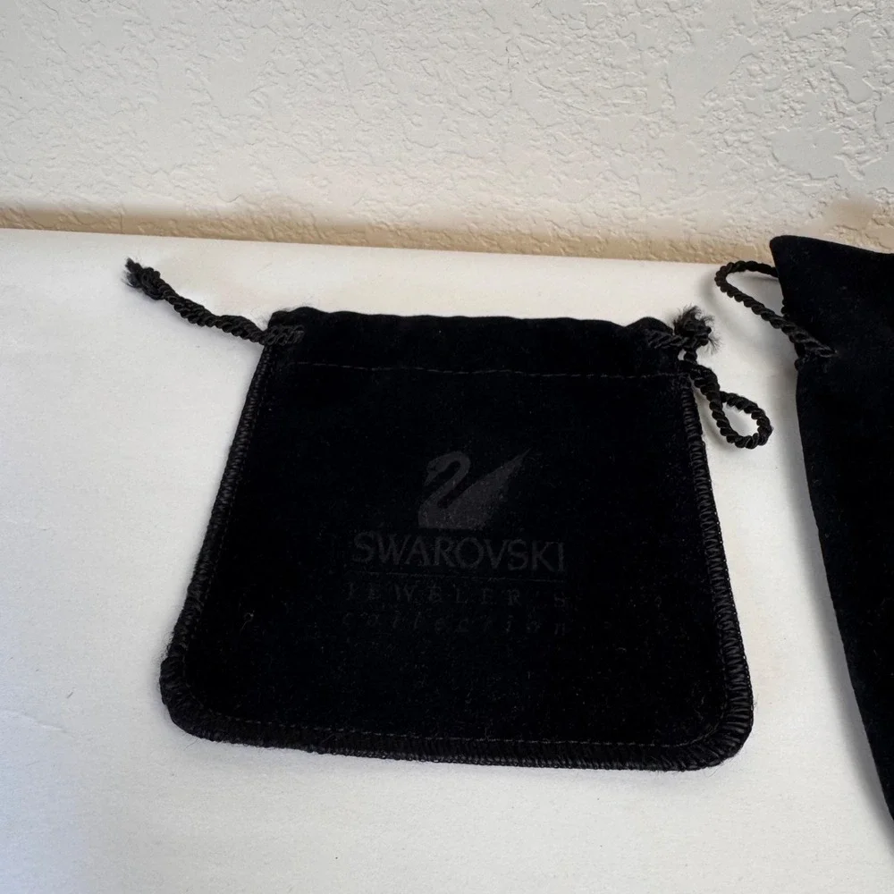 Swarovski Dust Bags Lot of 2 Black Velvet Drawstring Jewelry Pouches Vintage